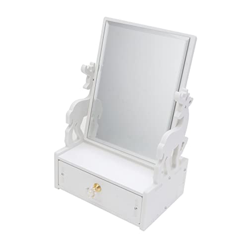 Espejo de maquillaje de tocador con cajón giratorio