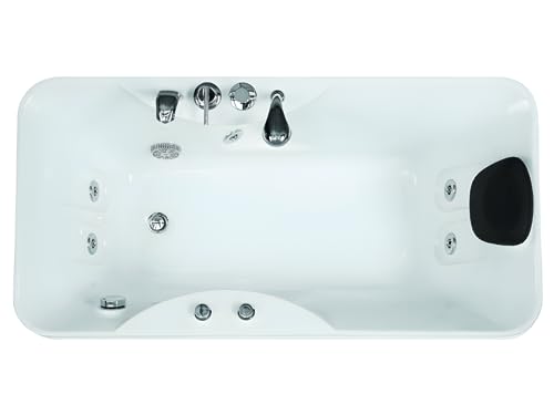 Vente-unique - Baignoire balnéo blanche - 1 place - 140L - 150 x 75 x 54,5 cm - Angle gauche - GAVINO