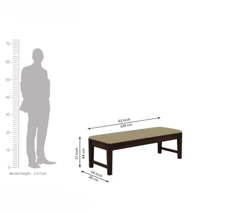 Image of WOODAMIYAWooden Seating Bench for Home & Office, Multipurpose Seating Bench for Daining Table /Indoor and Outdoor /Balcouny, Bench with Cushion, 54x14x17.5 Inch, Walnut Finish