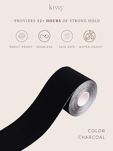 Image of Krvvy Uplift Body Tape Kit | Instant Lift & Shape Boob Tape | 5 Pairs of Disposable Nipple Pasties | Sweatproof | Strong Adhesive | All Bust Sizes | for Deep Necklines & Backless Outfits