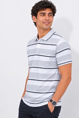 Image of SANE ORIGINALS Half Sleeve Polo T-Shirt for Men with Pocket || Stripe Collar and Pocket T-Shirt for Men Half Sleeves