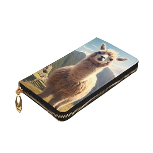 Llama Picture Leather Long Clutch Wallet for Fashionable Girls and Women - Durable, Stylish, and Functional, Black, One Size3