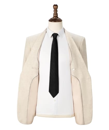 Men's 2 Piece Linen Suits Set Beach Wedding Suits Regular Fit Lightweight Blazer Jacket and Pants2