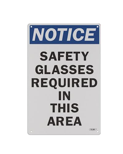Yellow Safety: Stay Safe with our OSHA Compliant Safety Glasses Required Sign - 15'x10', 1mm Aluminum, Essential Workplace Hazard Warning