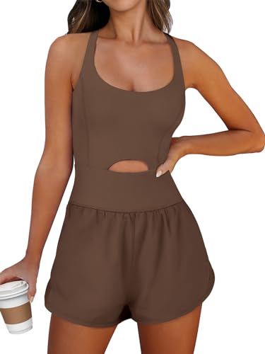 Caracilia Women's Workout Athletic Romper Summer Sets Short Jumpsuits Onesie Running Outfits Exercise Gym 2026 Trendy Clothes