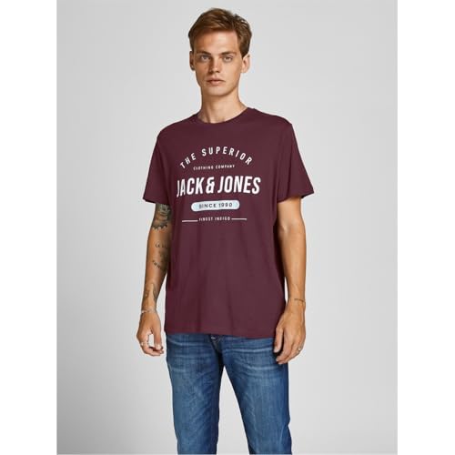 JACK & JONES Herren-T-Shirt, kurzärmelig, 5er-Pack, Weiß/Grau/Burgunderrot/Khaki/Marineblau, S – Ansicht 6