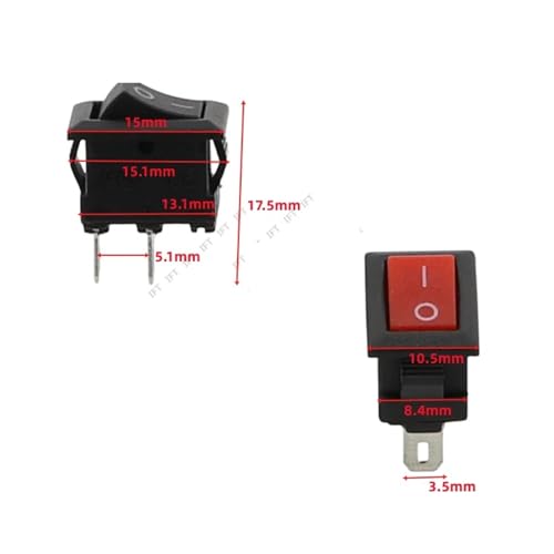 Interruptor 10x15mm SPST de 3 pines mini rocker switch para paneles DIY 6