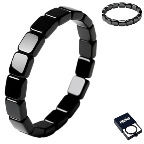 Hemios Hematite Bracelet Men, Natural Hematite Stone Beaded Stretch Healing Bracelets, Reignites Masculine Energy Inspirational Gift Jewelry