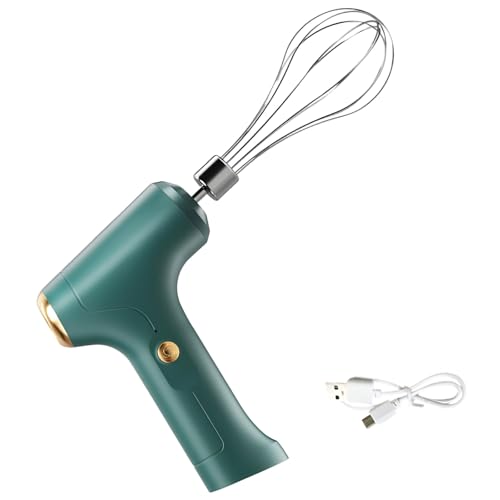Vestamore Mini batidora de mano inalámbrica, batidor de huevos eléctrico ligero y batidor, recargable por USB desmontable, verde