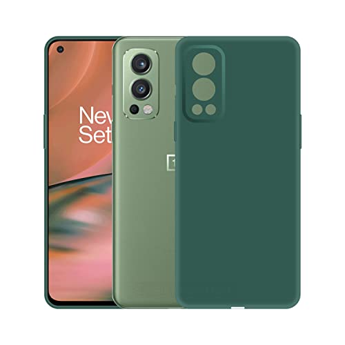 Image of Case Creation Liquid TPU Silicone Cover for Oneplus NORD 2 Soft Case,Anti-Dirty Slim Case Frosted Matte Cute Candy TPU Raised Bezel (Splash of Color) Back Case Cover for Oneplus NORD 2 -Lake Green