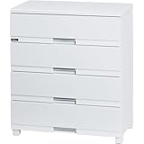 天馬(Tenma) 使いやすさを追求した光沢仕上げのチェスト 日本製 完成品 フィッツプラスプレミアム 4段 特許取得済 引出しロック付きで抜け落ちを防ぐ スムーズな引出し 脚付き 木製天板 インテリアに合うリビングチェスト タンス 収納ケース 衣装ケース プラスチック 【組立不要】 【色 セラミックホワイト】 【サイズ FP7504】 【幅75×奥行41×高さ85cm】