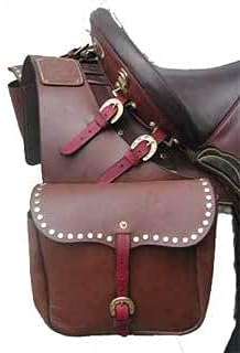 Cowhide Genuine Leather Western Equestrian Trail Simple Horse Saddle Bag Pack Equipment Horse Saddle Bags Tack Set Accessories Size: 10” L x 10” W x 3 ½” D inches' MO-SBAG-158