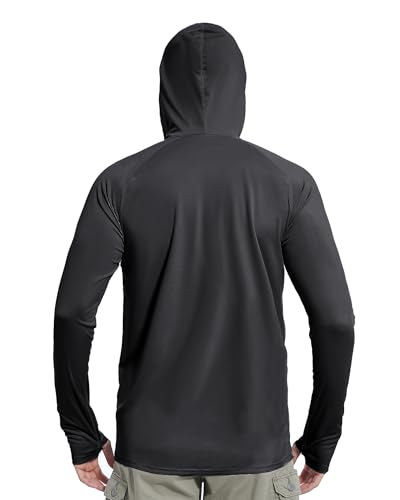 Image of isnowood Sun Shirt UPF 50+ Men's Fishing Long Sleeve UV Protection Hoodie Hiking Rash Guard Swimming Running