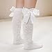 POLG Toddler Baby Girls Solid Knee-High Socks Kids Girl Mid-Calf Length Princess Sock Fashion Warmer Bow Stockings (Beige, 3-5 Years)