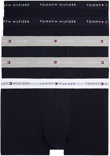 Tommy Hilfiger Uomo Pantaloncini Boxer Confezione da 5 in Cotone, Nero (des Sky/Antique Silver/White), M