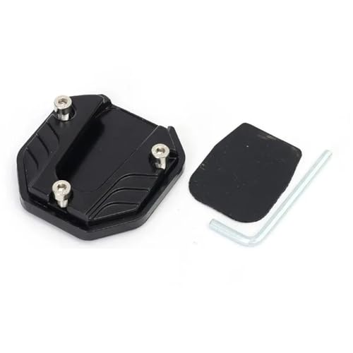 支架?支架延? オートバイ用アルミ合金キックスタンドエクステンダー フットサイドスタンド延長パッドサポートプレート 滑り止め拡大スタンドアクセサリー(1pc Black)