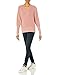 Cable Stitch Women's Puff Sleeve V-Neck Sweater - Lightweight Pleated Blouson Long Sleeve Pullover Top (Small, Rose)