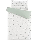 Susurration Musselin Kinderbettwäsche 100x135 Kissenbezug 40x60 cm aus Leicht und Komfortabel Bettwäsche Set für Baby Kinder(DinosaurierDruck) (Weißer Bambus)