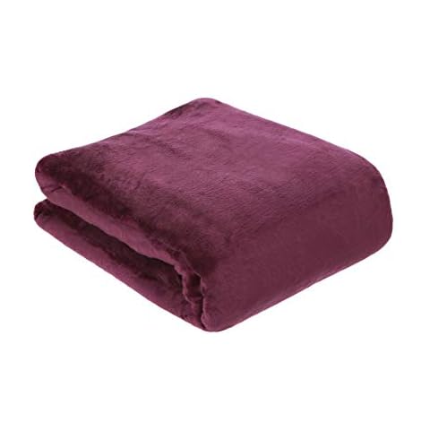 aztex Super Soft Fleece Blankets, Bed Throw, Fluffy and Warm Throws or Blankets for Beds/Sofas, Home, Bed, Travel, Car Blanket, 140 x 180cm (Shimmering, Plum) Cover