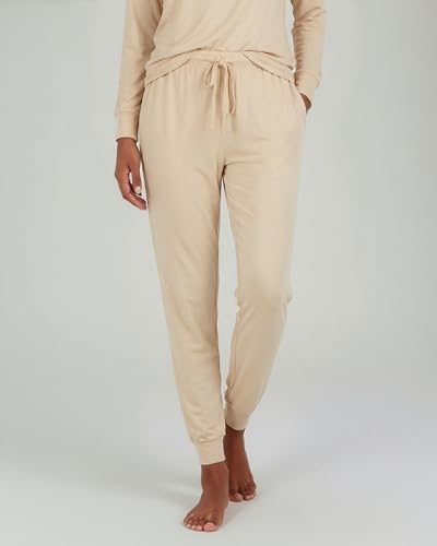 Image of Real Essentials 2 Pack: Women's Soft Long Sleeve Sleep Set - Comfortable Lounge Pull Over Hoodie and Henley Jogger
