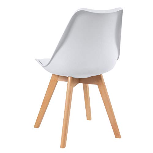 Loft7, Cadeira Leda Com Assento Estofado, Encosto De Polipropileno E Pés De Madeira Natural, Elegant