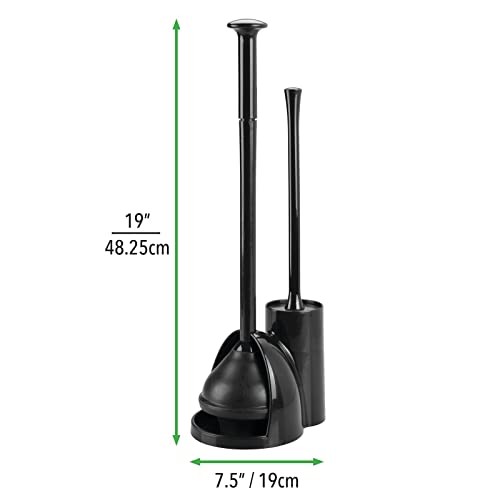 Image of mDesign Hidden Plunger and Brush Set for Toilet Bowl - Combo with Holder Caddy - Aura Collection - Black