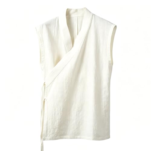 Veste traditionnelle chinoise pour homme en lin confortable sans manches