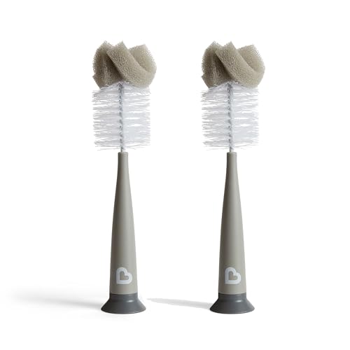 Munchkin 2 Pack Modern Sponge Baby Brushes for Baby Bottles | Grey