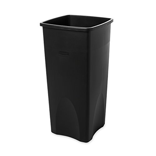 Image of Rubbermaid Commercial Products Untouchable Square Trash /Garbage Can, 23-Gallon, Black, Wastebasket for Outdoor /Restaurant /Office /School /Kitchen