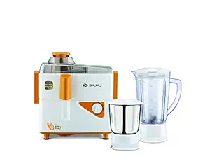 Bajaj Neo JX4 450-Watt Juicer Mixer Grinder with 2 Jars (White/Orange)