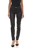 Maschinenwäsche bei 30°C Laura Scott Hose Trendige Damen Lederimitat-Hose mit glänzenden Details Freizeit-Hose Stoff-Hose Schwarz, Größe:34