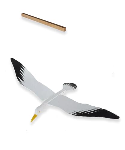 WitnyStore 28" White Black Seagull Wooden Flying Bird Mobile Kinetic