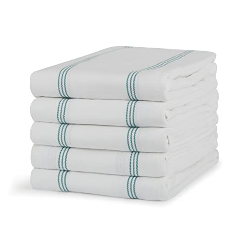 Sticky Toffee Lot de 5 torchons de cuisine absorbants 100% coton, à chevrons, 50 x 70 cm, bleu sarcelle - Idéal pour bar et cuisine Cover
