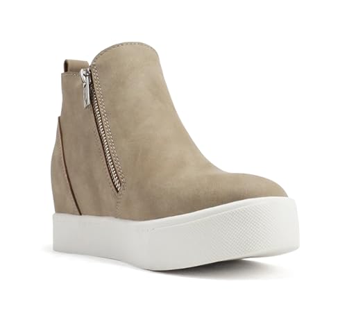 Image of Soda Taylor Hidden Wedge Sole Booties Ankle Heels Sneaker Shoes Side Zipper
