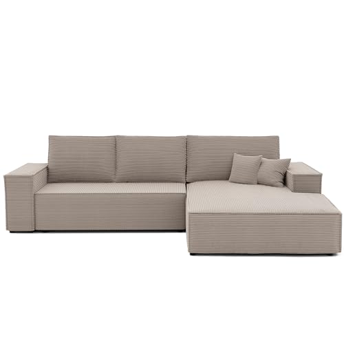 GREKPOL Canapé d'angle Convertible 294x185 - Tissu Poso - Canapé avec Espace de Rangement - Sofa XL - Canapé Convertible - Canapé 3 Places Convertible - Canapé Lit - Droite