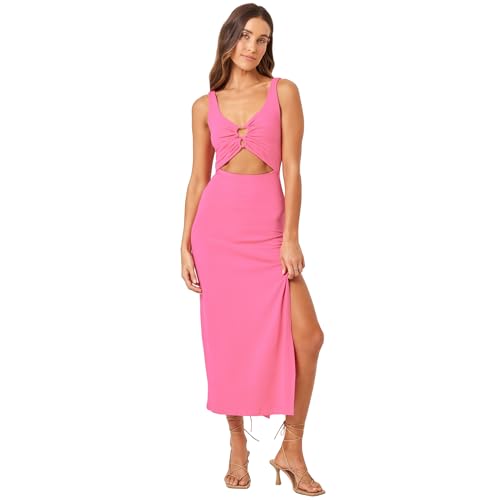Image of L*Space Camille Dress for Women, Fitted Ribbed Maxi, Ankle Length, Sleeveless Scoop Neck, Side Slit & Waist Cutouts