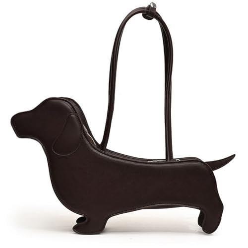 Cartoon Dog Shaped Shoulder Bag Dachshund Design Underarm Bag Pu Leather Purse Handbag for Women Girls