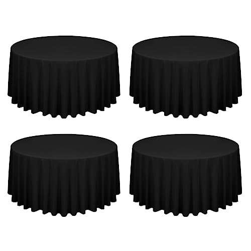 FXKS Lot de 4 Nappes Rondes de Polyester, Nappe Ronde Noir, Nappe Ronde 120 Pouces/ 300cm,...