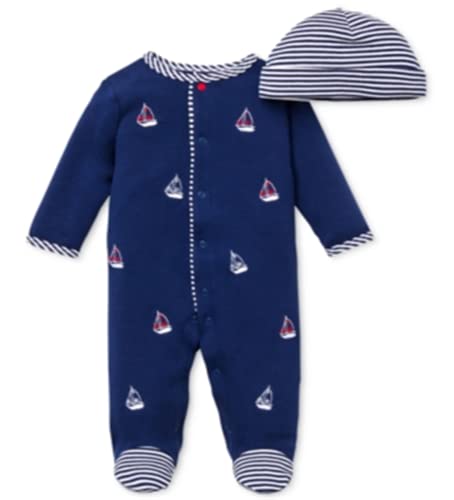 Image of Little Me baby boys Footie Hat infant and toddler rompers, Navy, 3 Months Pack of 1 US