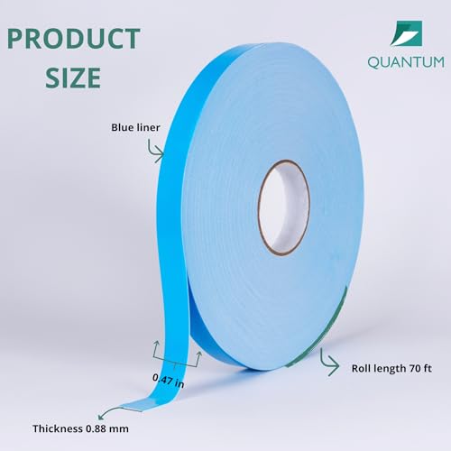 Quantum Supplies Double Sided Tape,Foam Tape,Thick Adhesive Tape,General Purpose Mounting Tape for Signage, Advertising Materials,Home Decorations, Wall Decorations, Permanent Bond,0.47 in x 70 Ft