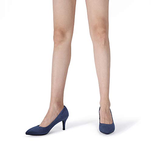 Mofri Women's Low Stiletto Heel Dress Office Pumps Pointed Toe Kitten Heels Wedding Pump Shoes - Image 3