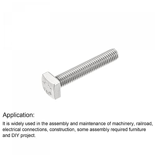 Image of uxcell Square Head Bolt, 10pcs M5x25mm Fully Thread 304 Stainless Steel Grade C Square Machine Screws