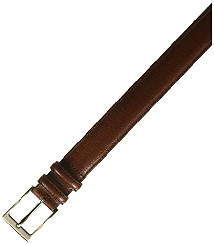 Perry Ellis Men's Hc Milled Leather Belt, Stitched, Two Loops, Antique Silver Buckle, 1.5” Width (Available in Big & Tall)2