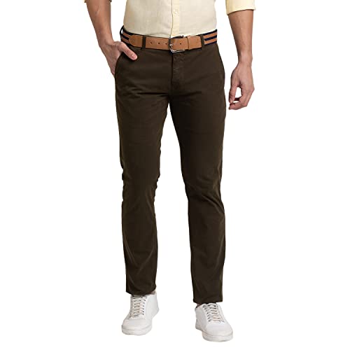 Image of Parx Men's Cotton Blend Rfd Pattern Low Rise Tapered Fit Flat Front Casual Trouser
