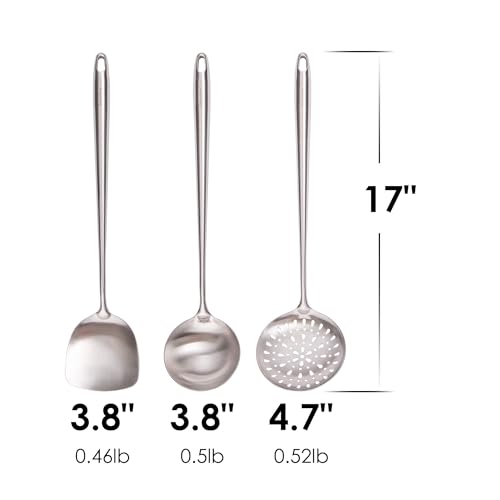 17Inch 3-Pieces Spatula, Ladle, Slotted Spoon Skimmer