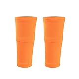 1 Pair Football Shin Guard with Pocket Adults Teens Compression Calf Sleeve Soccer Shinguards Support Protective Gear for Shin Splint Relief, Recovery, Running(Orange,S(4-7Y))