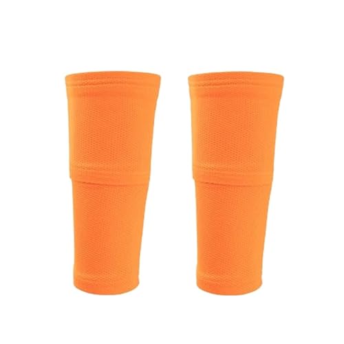 1 Pair Football Shin Guard with Pocket Adults Teens Compression Calf Sleeve Soccer Shinguards Support Protective Gear for Shin Splint Relief, Recovery, Running(Orange,S(4-7Y))