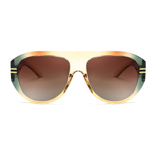FEISEDY Retro Polarized Aviator Sunglasses for Men Women Trendy 70s Vintage Plastic Frame Sun Glasses B4150