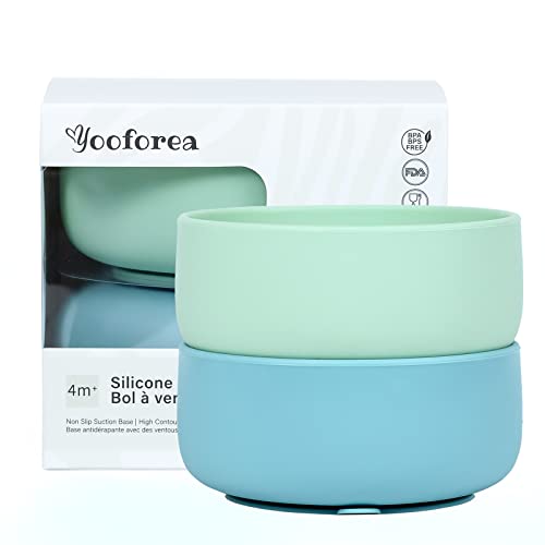 Image of YOOFOREA Platinum Silicone Suction Bowls, 2 PC set for Baby Led Weaning I First Stage Bowls for Toddler Infant Baby I 100% Food Grade Silicone I Dishwasher, Microwave, Oven Safe I BPA BPS PVC Free