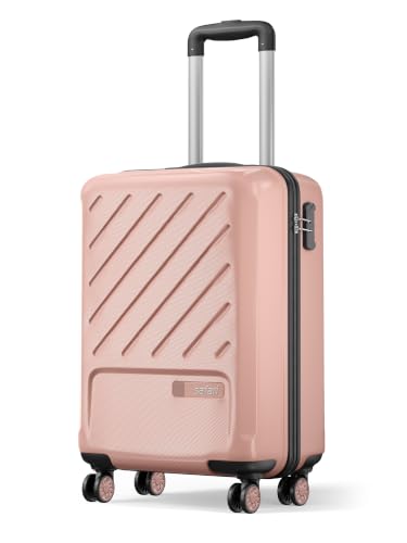 Image of Safari Cabin Symphony 56cm Trolley Bag Hard Case Polypropylene, 8 Spinner Wheels, 360 Degree Wheeling Carry on Luggage, Travel Bag, Suitcase for Travel, Trolley Bags for Travel, Dusky Peach